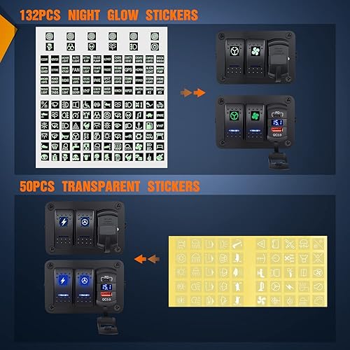 Miniatura 3 de Nilight Caja de interruptor basculante de 2 cuadrillas 12V SPST ON Off PD tipo C y QC 3.0 cargador USB, voltímetro, panel de aluminio impermeable,