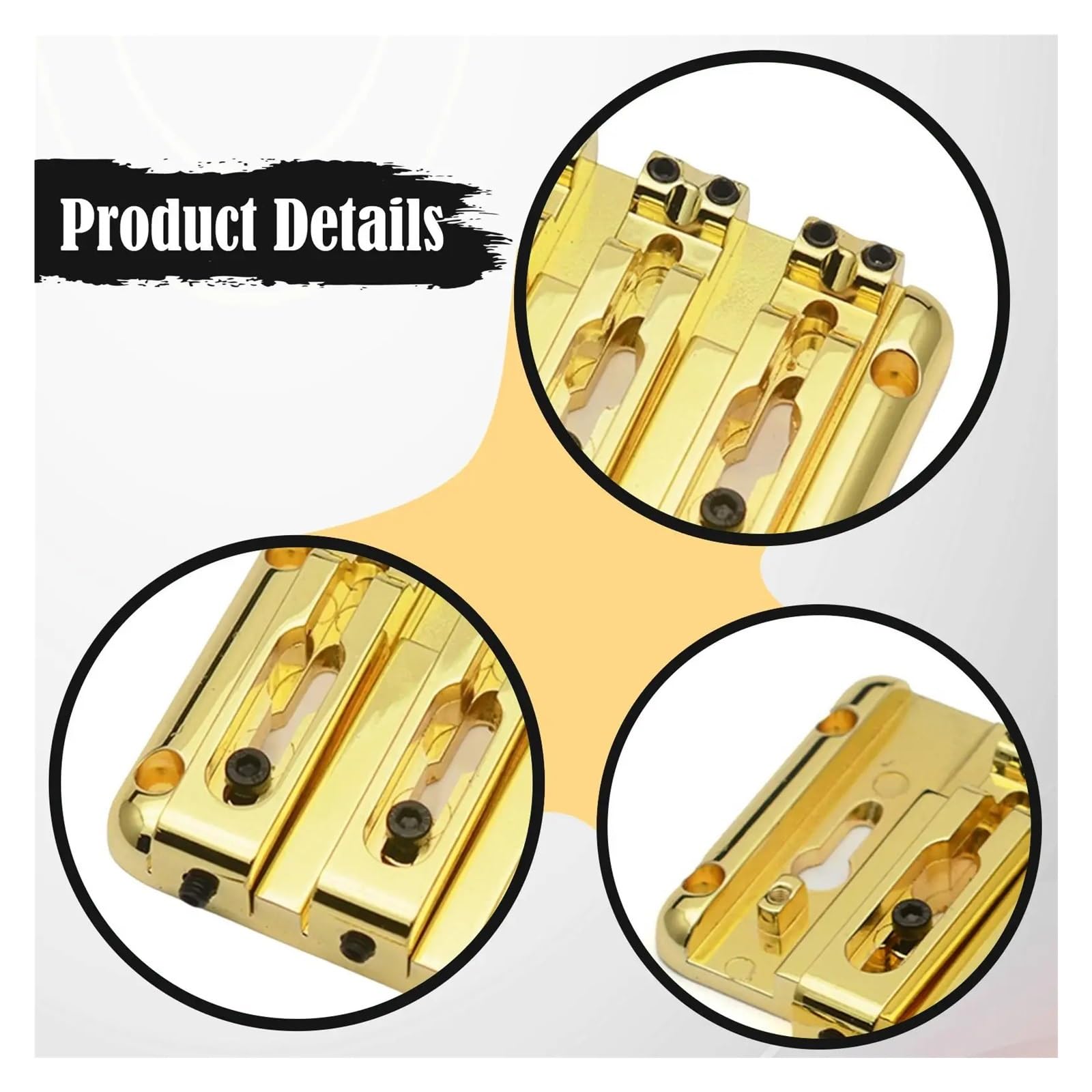 Puente de bajo de 4 cuerdas de aleación de Zinc, espaciado de cuerdas de 20mm, sillín ajustable, piezas de repuesto de instrumento de bajo eléctrico, 90x60mm(Gold)