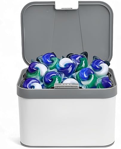 Miniatura 9 de Skywin Contenedor de cápsulas de lavandería con tapa (transparente)  Contenedor de almacenamiento de cápsulas de lavandería para organización de