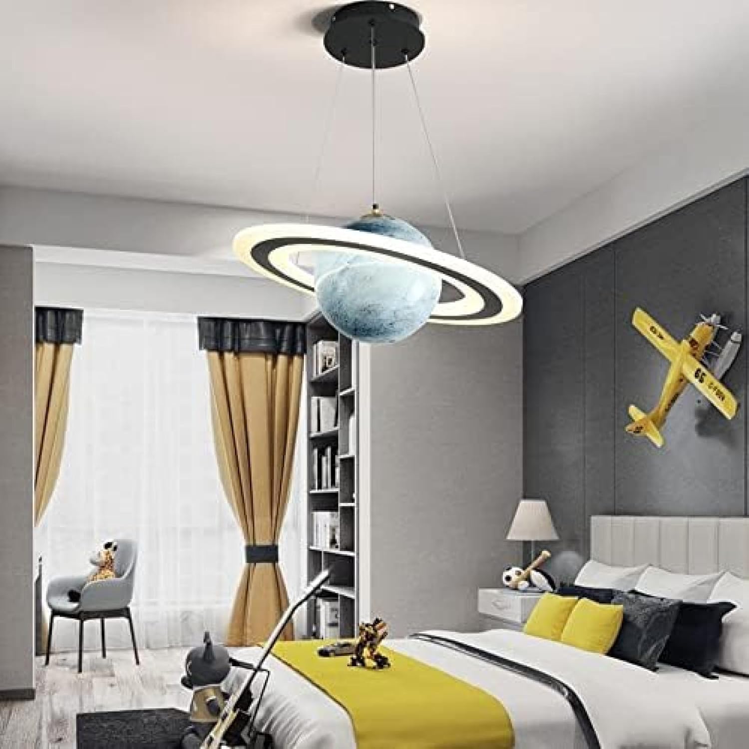 Chambre d'enfants LED lustre suspendu astronaute bleu plafonnier planète moderne