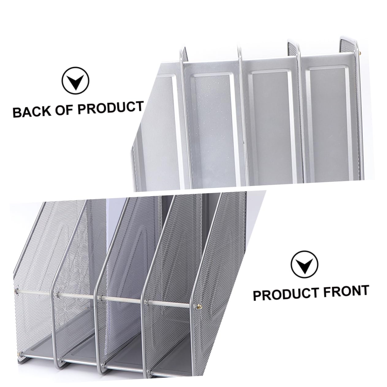 NAMOARLY 4 Compartment Folder Organizer Mesh Metal Desktop Paper Organizer Silver