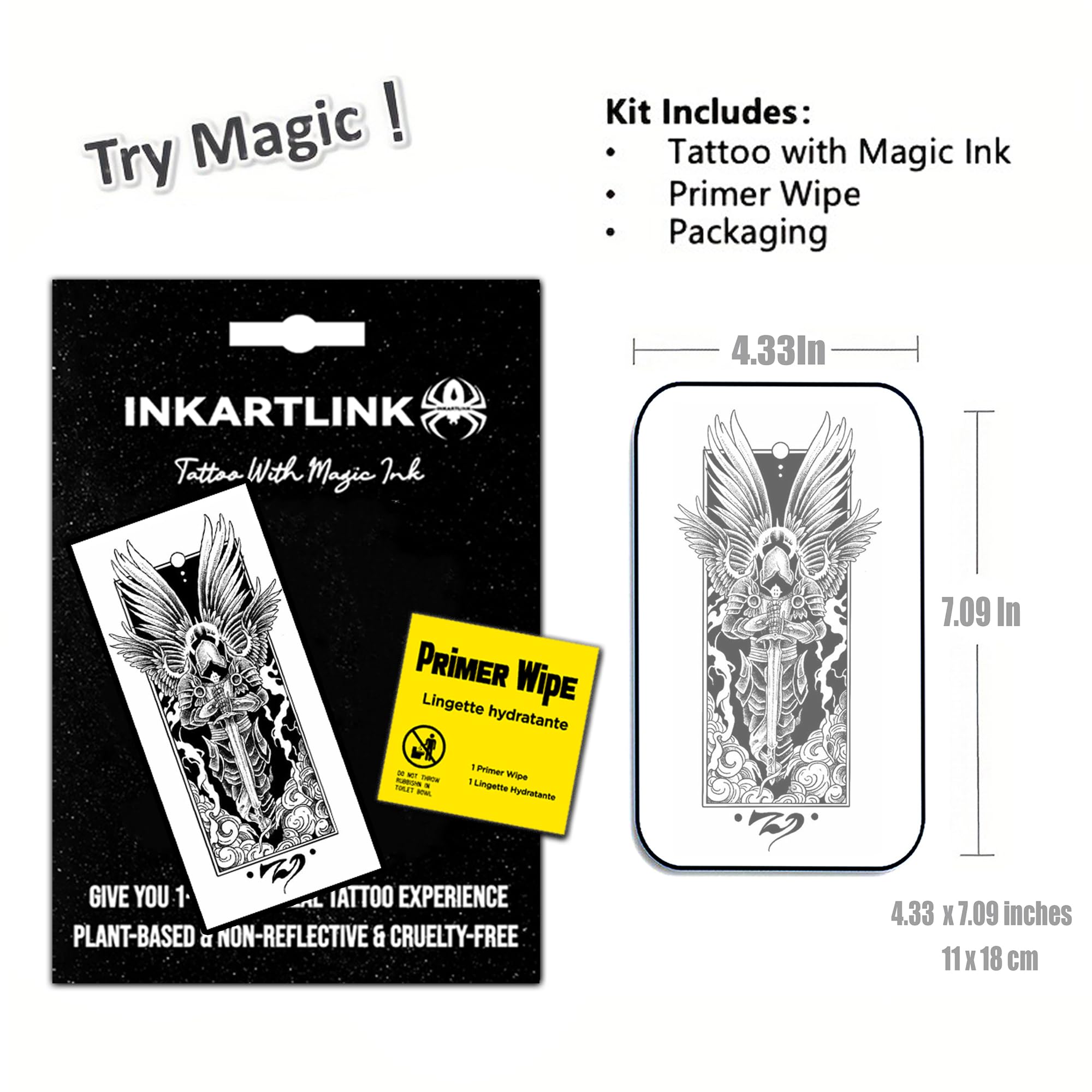 INKARTLINK Semi Permanent Temporary tattoos, realistic tattoos, tattoos for cool boys, waterproof and non-reflective, exquisite packaging, unique design (Angel comes)