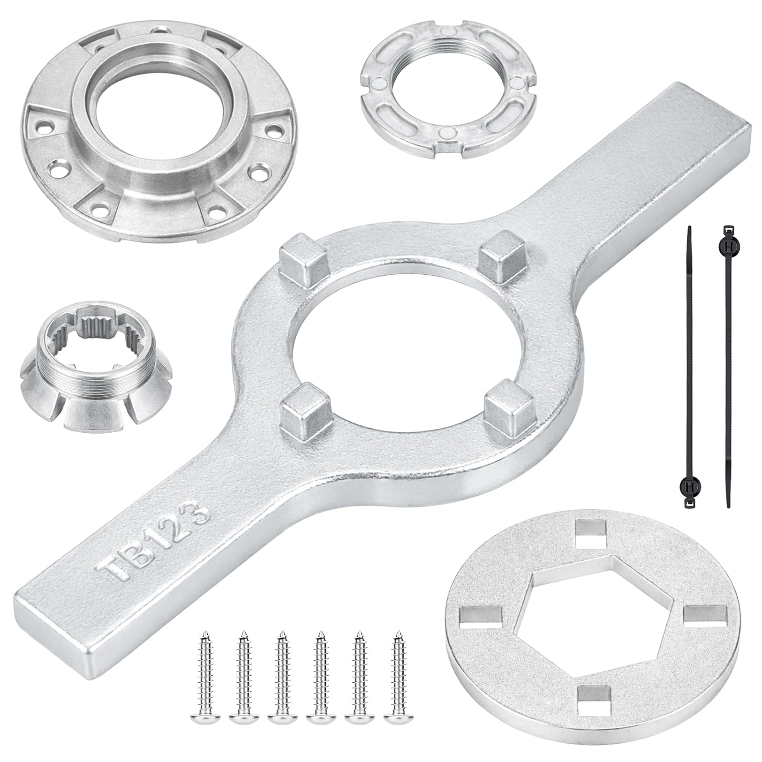 Upgraded Metal W10324651 Washer Hub Kit with TB123A Spanner Wrench for Whirlpool Washer Drive Hub, Replace W10528947 W10291415 W10396887 PS2581262 WTW5000DW3 MVWX655DW1