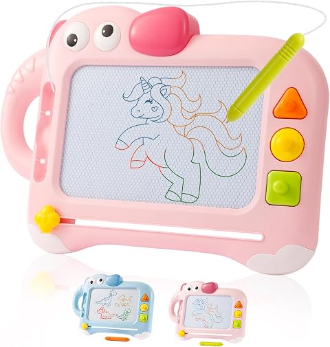 Magnetic Drawing Board, Large Magnetic Drawing Pad for Toddlers Kids' Doodle Scribble Boards Toys Magic Magnet Drawing Board for 3+ Year Old Birthday Gifts for Girls Baby(Pink-B)