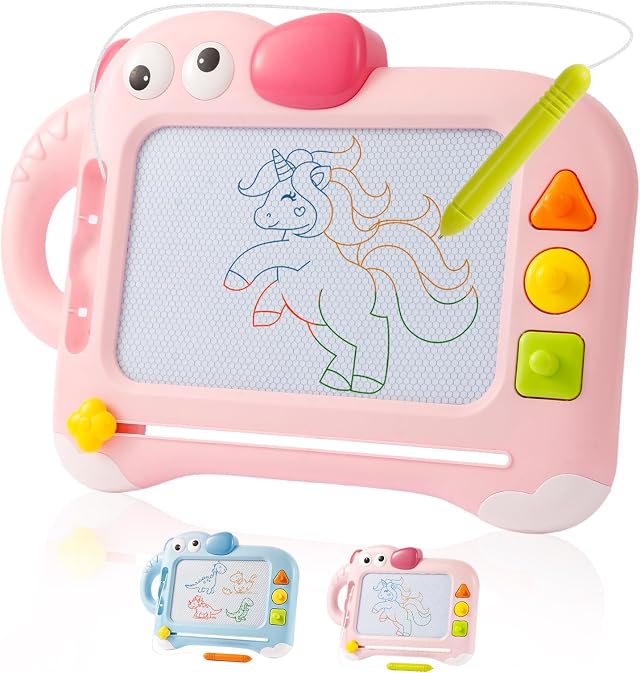 Magnetic Drawing Board, Large Magnetic Drawing Pad for Toddlers Kids' Doodle Scribble Boards Toys Magic Magnet Drawing Board for 3+ Year Old Birthday Gifts for Girls Baby(Pink-B)