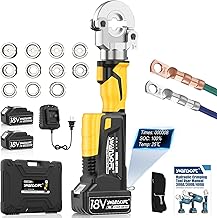 SWANSOFT Electric Hydraulic Crimping Tool,6Ton 6AWG-600MCM Rechargeable Hydraulic Crimper for Cu/Al Terminal, Crimp 20000 Times Wire Cable Lug Crimping Tool Kit (300B-Yellow)