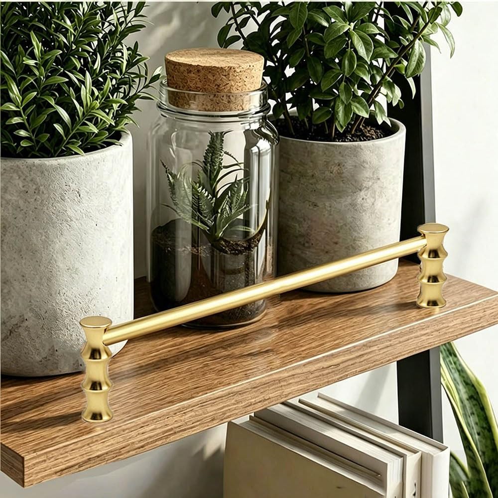 TAJMDGW Metal Gallery Shelf Guard Rail Anti-Fall Cabinet Guardrail Bars Bookshelves Guard Fence Decorative Shelf Railing for Shoe Rack Display Cabinet(Gold,70cm(27.5"))