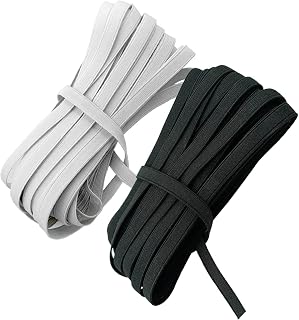 Aakriti 10 Meter White & 10 Meter Black Polyester Elastic Used for Sewing, Stitching, Tailoring, Elastic Pants and Other D... Price In India