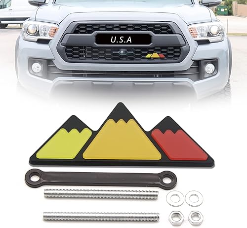 Emblema de rejilla frontal tricolor, emblema de camión, calcomanías en forma de montaña, accesorios de coche para Tacoma 4Runner Tundra Sequoia Rav4