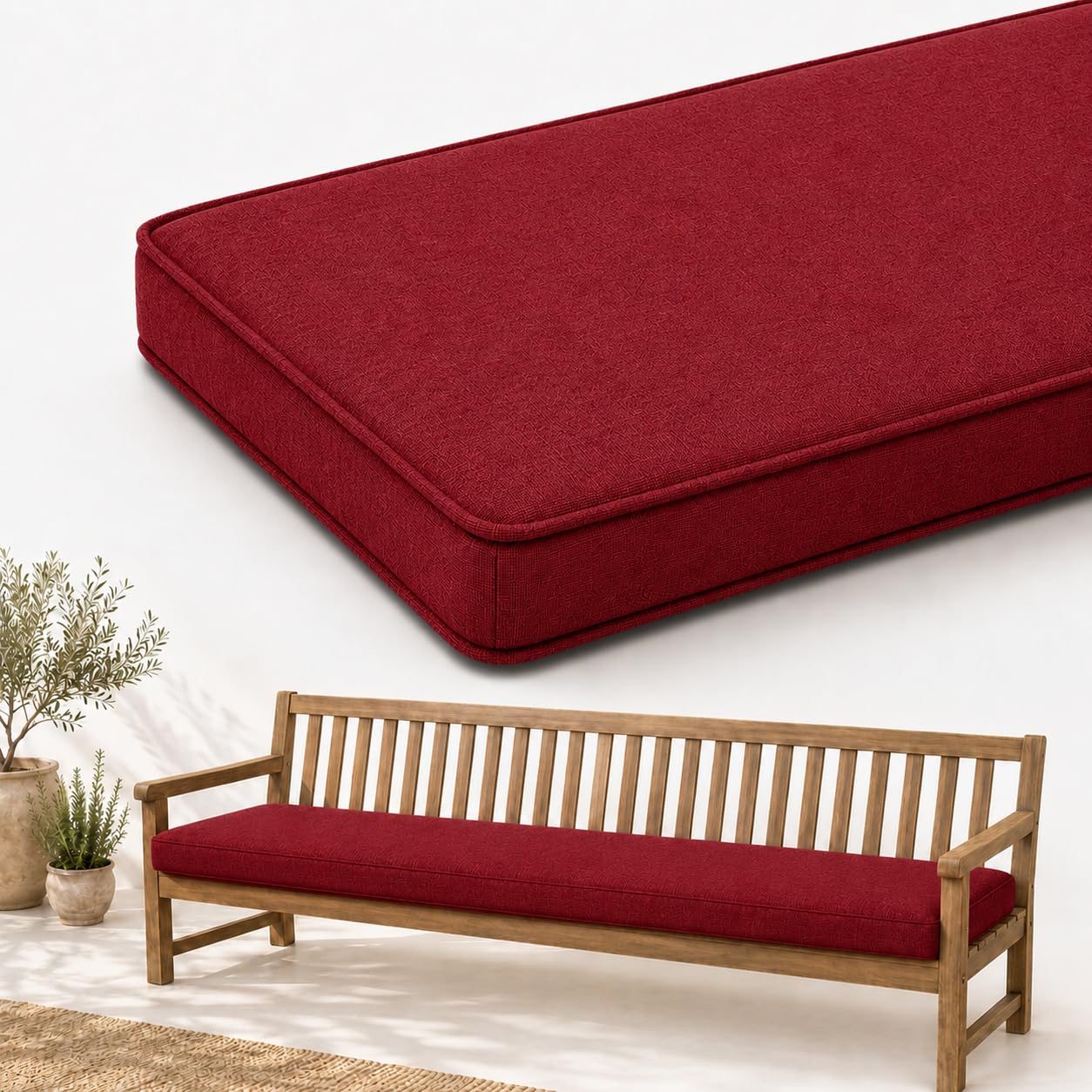 AZMAHT Linen Bench Cushion Indoor - Comfort Seat Pad for Dining Bench Window