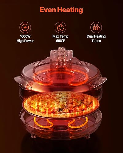 Miniatura 3 de VEVOR Horno para pizza, máquina eléctrica de pizza de 14 pulgadas, cocina eléctrica de pizzas de 1600 W con piedra de cordierita, control de