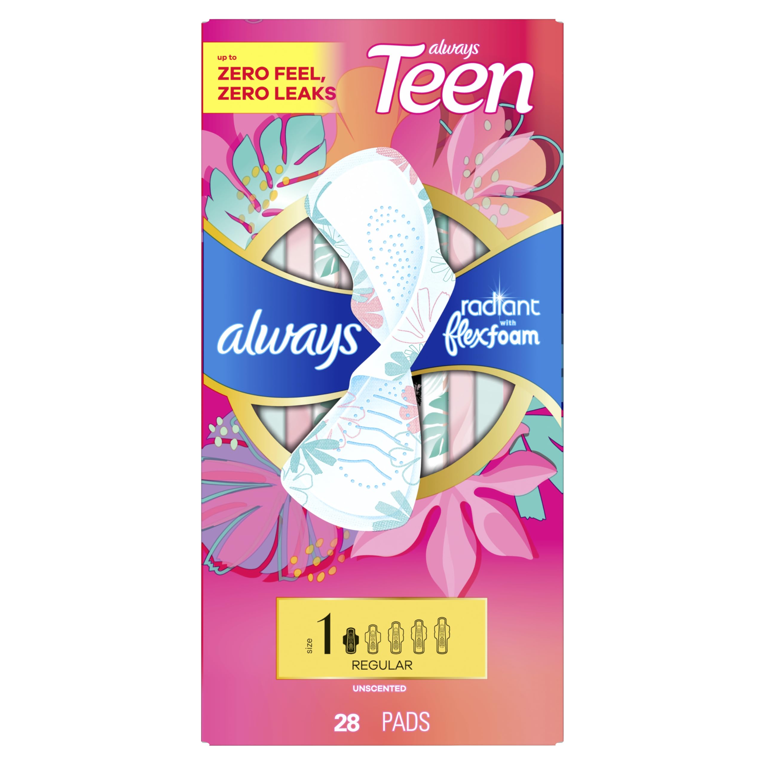 Always Totally Teen Radiant Infinity Pad 28 conteggio