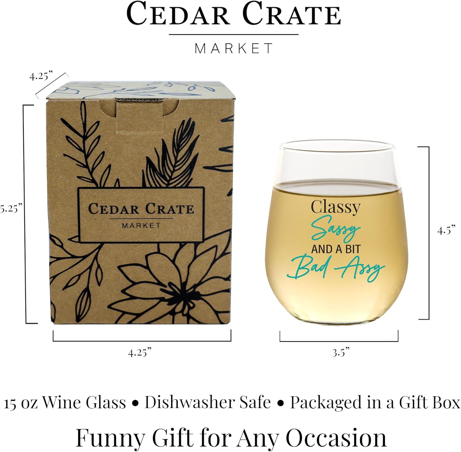 Funny Wine 15 oz. Stemless Glass for Women Men - Sassy Cute Fun Birthday Present for Friends, Coworkers, Neighbor Girlfriend Lovers, Gag Gifts for Woman, Man, Tumbler for Ladies - Made in the USA - Image 3