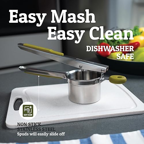 Miniatura 110 de PriorityChef - Prensa de papas grande de 15 onzas, de acero inoxidable resistente, herramienta de cocina, prensa y triturado para un puré de papas