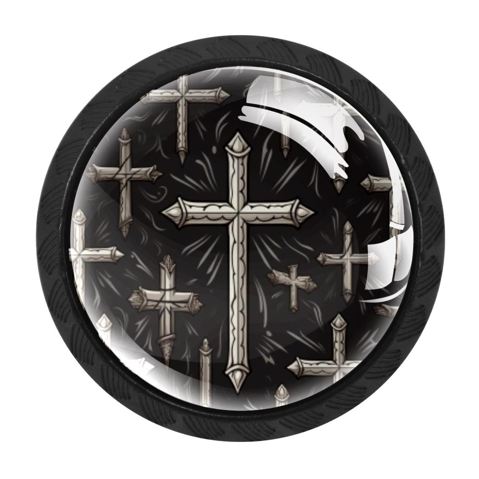 Chenzzzz Multicolored 06 4 Pieces Easter Cross Kitchen Cabinet Knobs Drawer Knobs Dresser Knobs Black Knobs Drawer Pulls Dresser Drawer Handles Knobs For Dresser Drawers