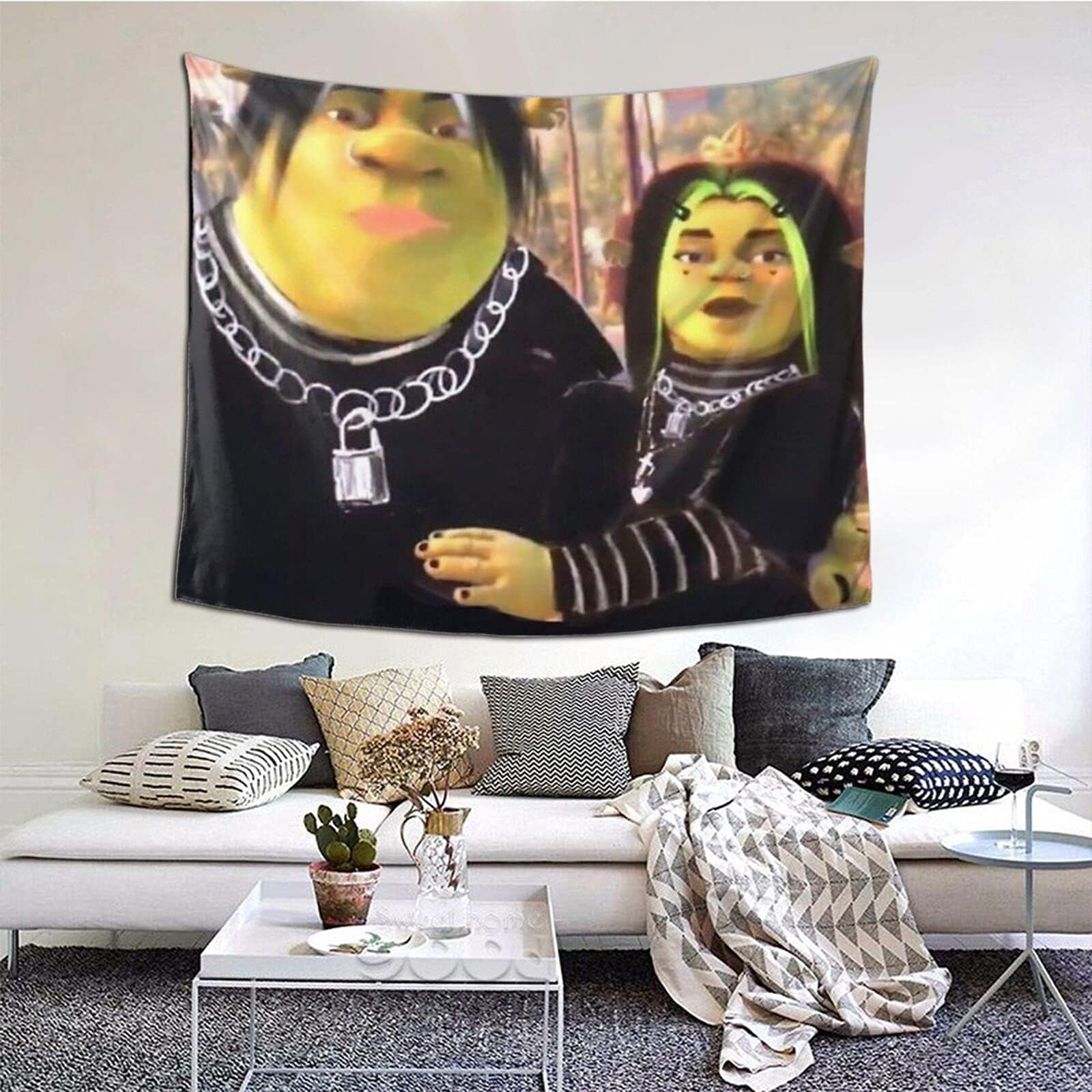 Yund Eboy Shrek And Egirl Fiona 3d Boutique Decorative Wall Tapestry Pop Art Retro Micro Microfiber Home Decoration Black One Size
