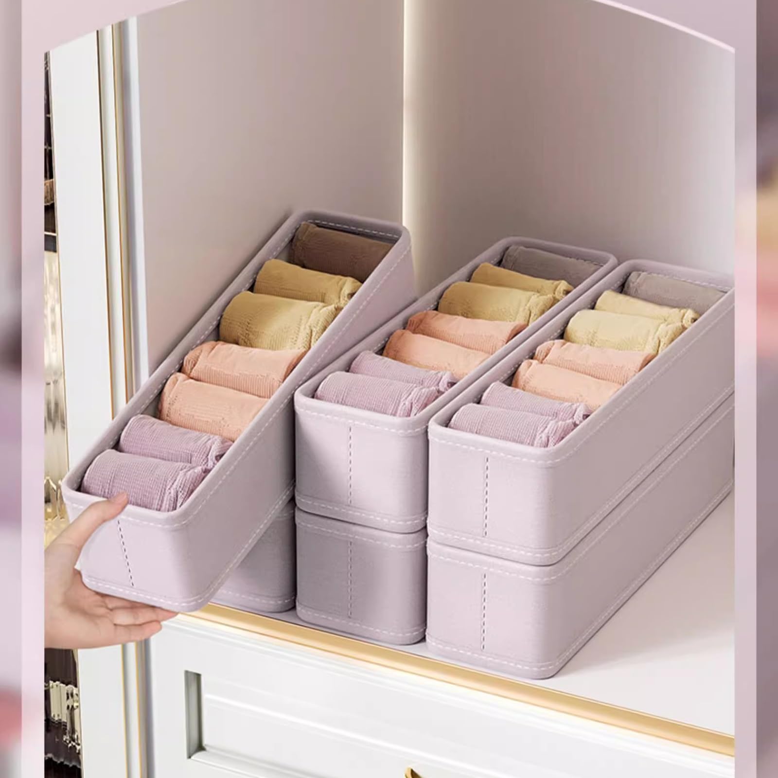 Organizador de cajones para Ropa Interior, Caja de Almacenamiento de Calcetines, Separador de Sujetadores, Bragas de algodón, Varios tamaños.