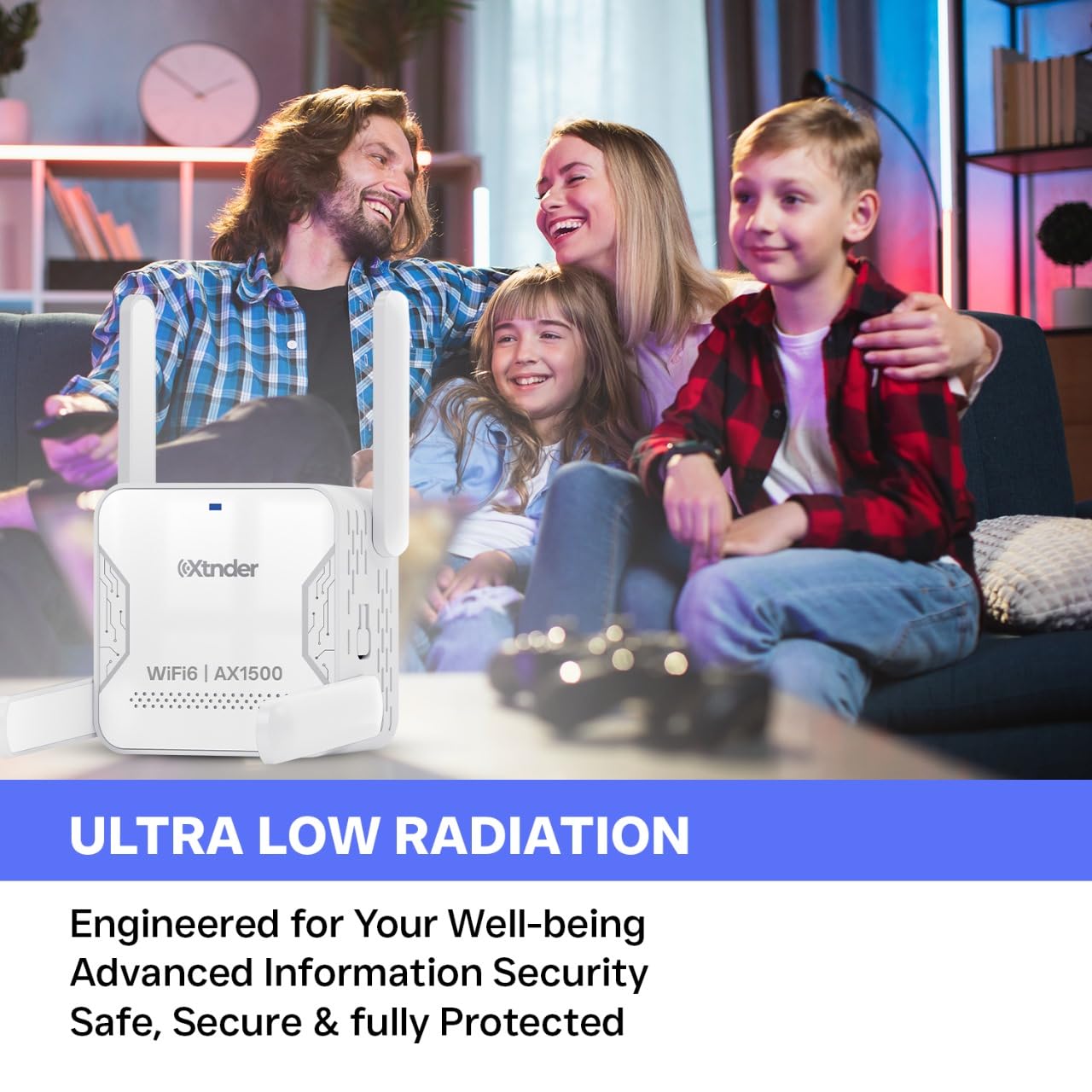 Amplificatore di segnale WiFi AX1500 2025 a lungo raggio, copre 13.000 metri quadrati e oltre 100 dispositivi, 1500 Mbps Dual-Band 5,8 GHz e 2,4 GHz WiFi Extender con porta Ethernet, nessuna zone