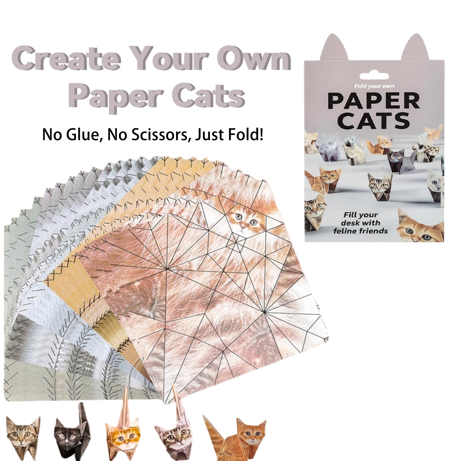 fKiZanthene DIY Paper Cats Origami Kit 50 Sheets - Image 3