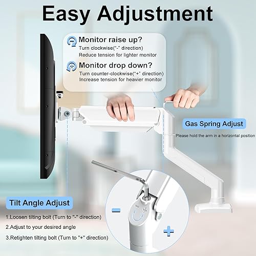 Miniatura 4 de Brazo de montaje para monitor único que se adapta a hasta 32 pulgadas, soporte de escritorio con capacidad para pantalla de computadora de 4.4-19.8
