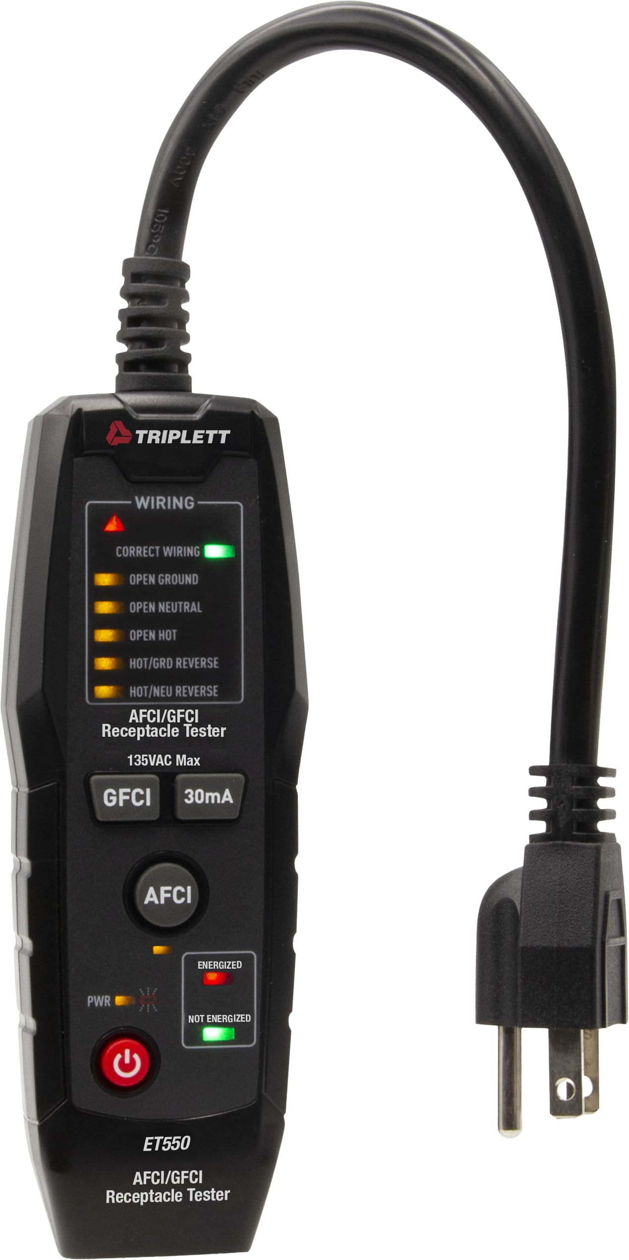 Triplett ET550 AFCI/GFCI Receptacle Tester