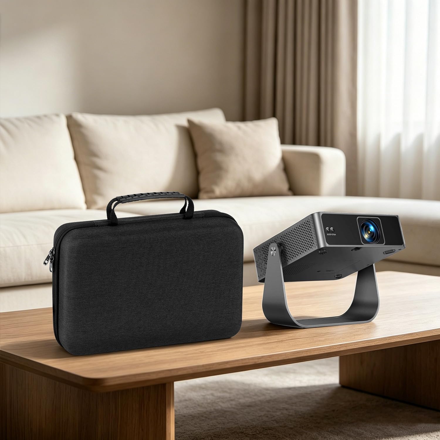 Funda de Viaje de Carcasa rígida Geekria, Compatible con PUTRIMS S36, XuanPad Q5, VOPLLS Q5, Bolsa de Transporte para proyector 4K al Aire Libre (Gris Oscuro)