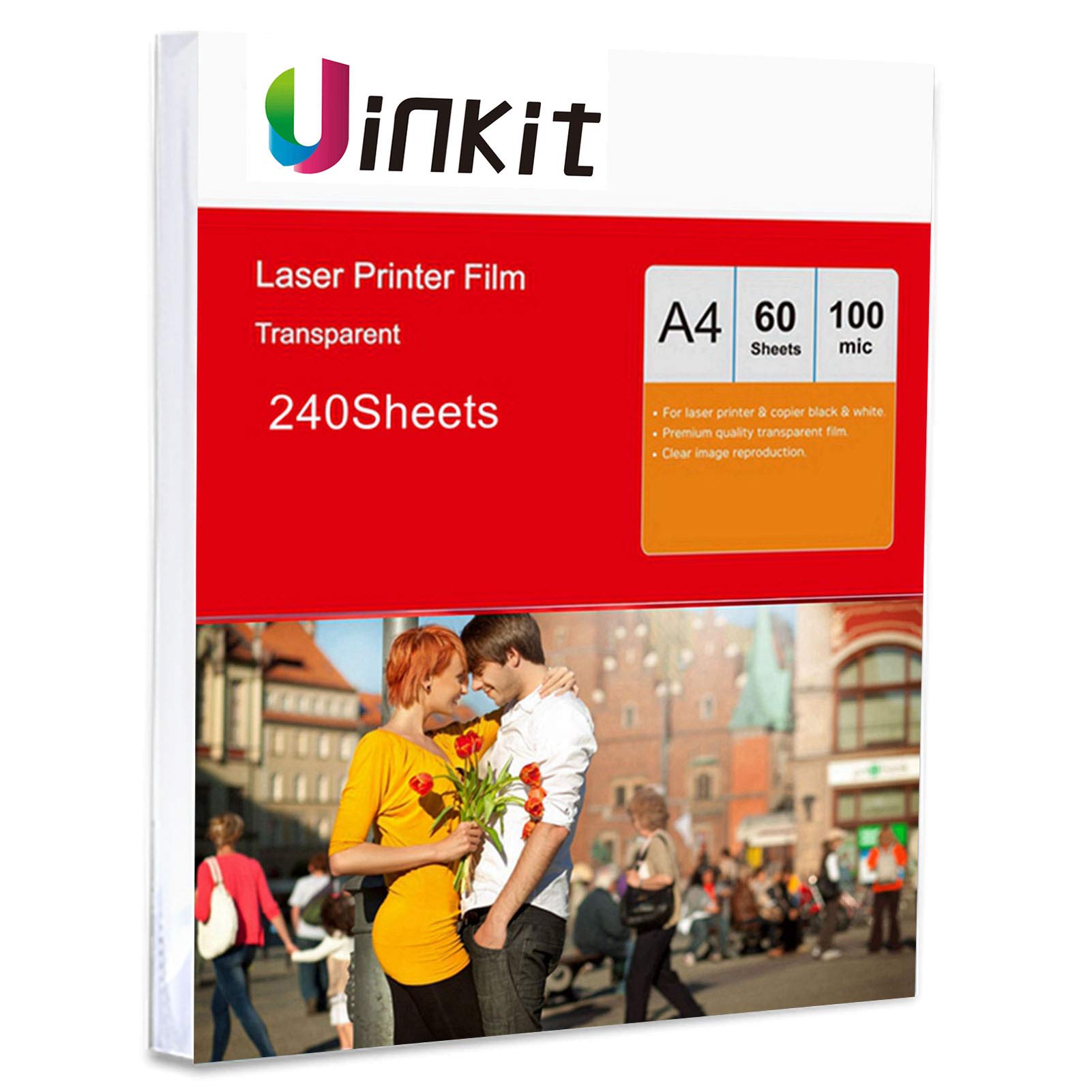 A4 Overhead Projector Film - 240sheets OHP Film for Laser Jet Printer and Copier Only 210x297mm Uinkit