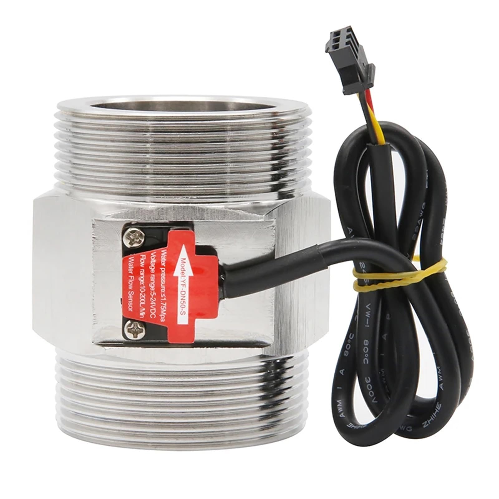 Medidor de caudal de agua, Sensor de flujo de agua de acero inoxidable 304, detección de flujo de agua Dn40 Dn50, caudalímetro Hall de 1,5 pulgadas G2(YF-DN50-S)