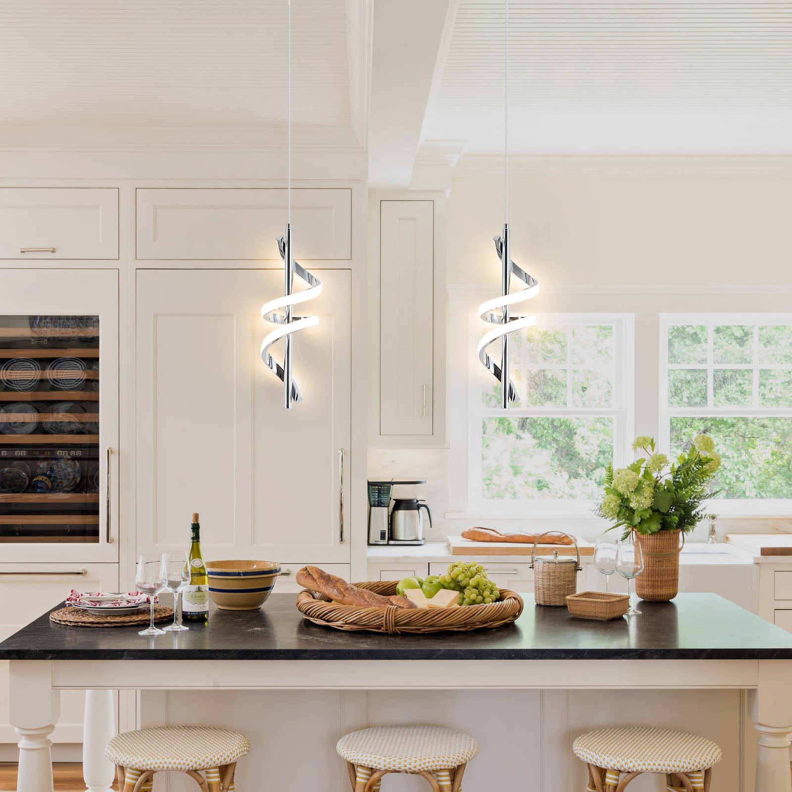 RAINFALLARING Plug-in Pendant Light With Cute Sea Creature Doodle Shade – Dimmable, 16.4 Ft Cord, Ideal For Bedroom, Kids Room, Or Kitchen Island