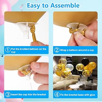 6 Pack Balloon Stand Kit, Reusable Balloon Sticks with Base for Table Floor Centerpieces, Balloons Holders Desktop Decoration for Birthday, Party, Wedding, Celebration, Graduation