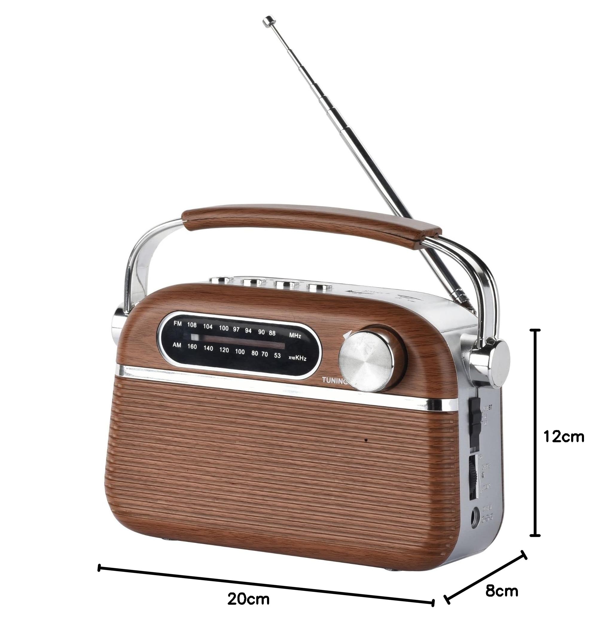 HALTERREGO Radio Vintage Grandes Ondes Aspect Bois, AM/FM/SW Lecteur USB/Carte Micro SD Prise Secteur ou Pile (Non Incluse)