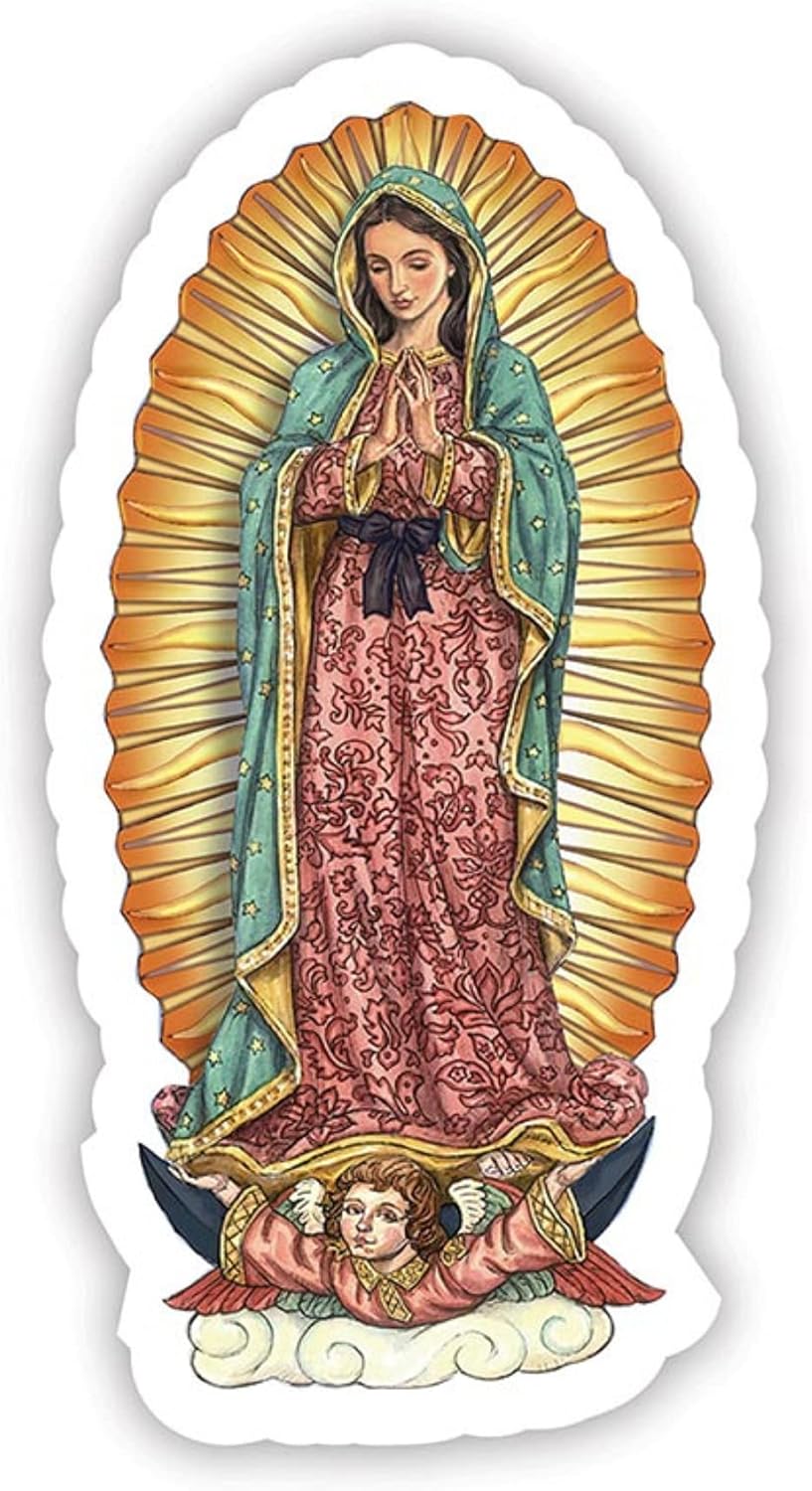 Needzo Calcomanía magnética religiosa para automóviles, refrigeradores y pizarras blancas, imán para cesta de regalo católica, 4.5 pulgadas (Nuestra