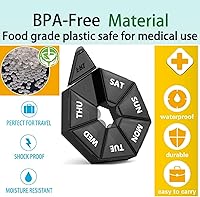 Vista 7 de Organizador semanal de píldoras, paquete de 2 cajas, estuche para medicamentos libre de BPA, caja de píldoras para suplementos, medicamentos