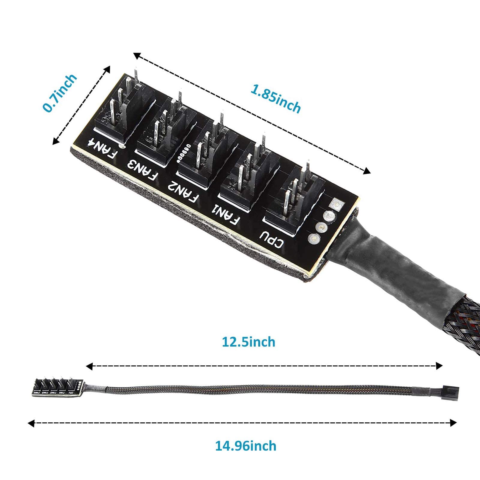 GeekerChip 4 pin PWM Fan Hub,CPU/Case Fan Splitter Cavo-1 Femmina e 5 Porte con 4 Pin,per ventole di Raffreddamento del Computer