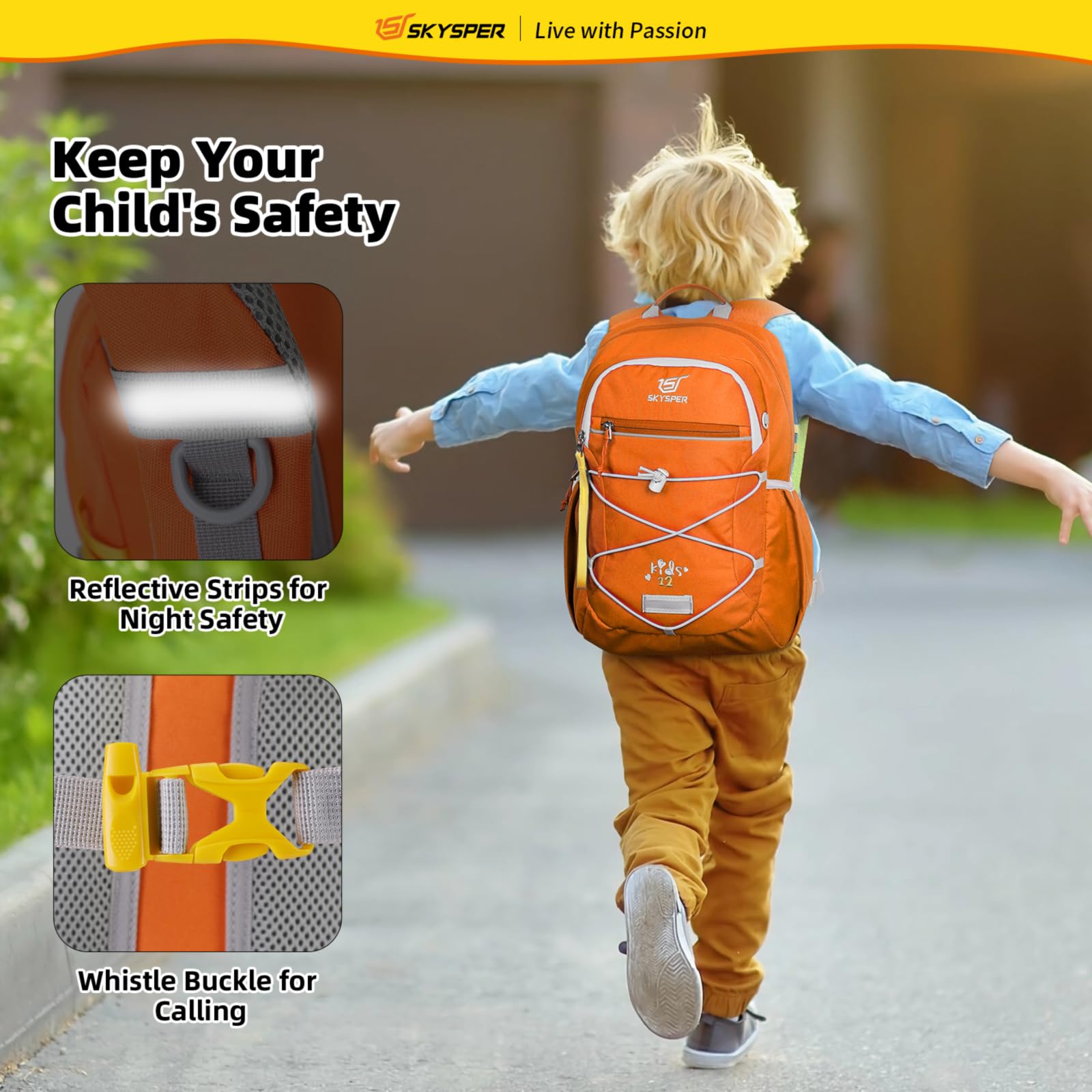 SKYSPER Zaino per Bambini e Bambine 12L per 3-8 anni Comodo Zaino da Trekking per Bambini