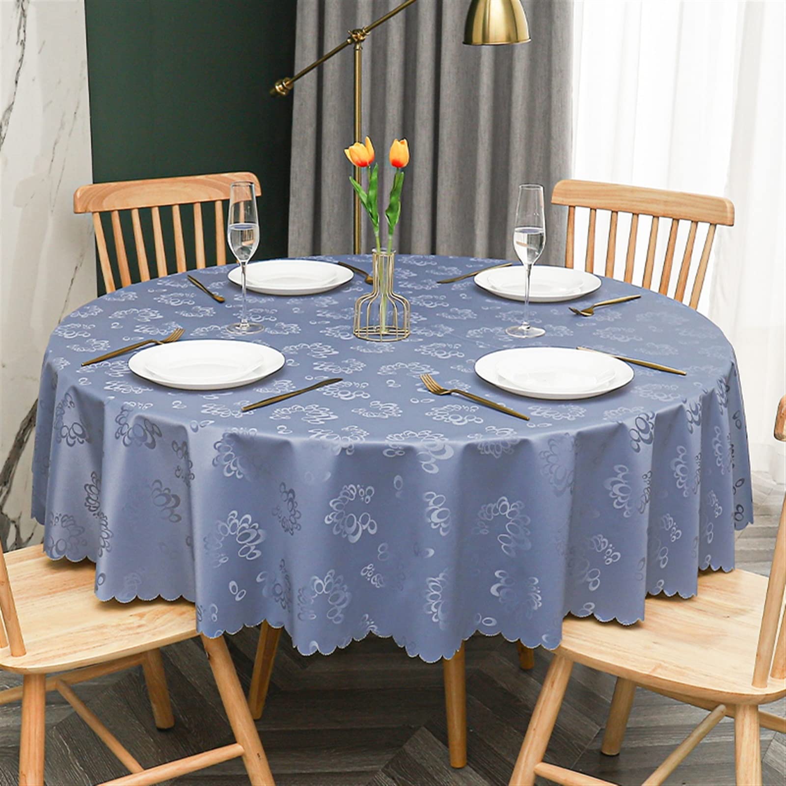 Nappe ronde PVC de table à manger en plein air pour repas de jardin