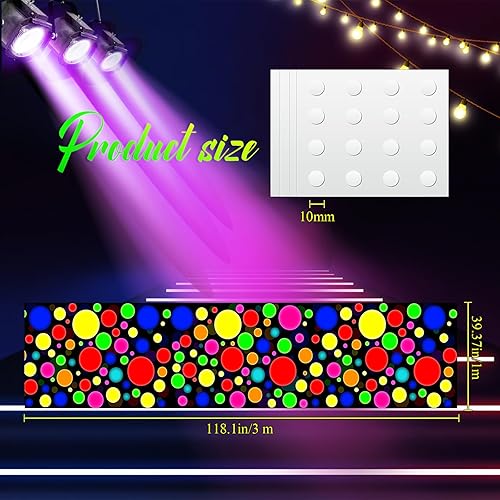 Miniatura 2 de Haull Pista de baile de neón iluminada de 118 x 39 pulgadas, decoración de fiesta de neón, alfombra de luz negra que brilla en la oscuridad,