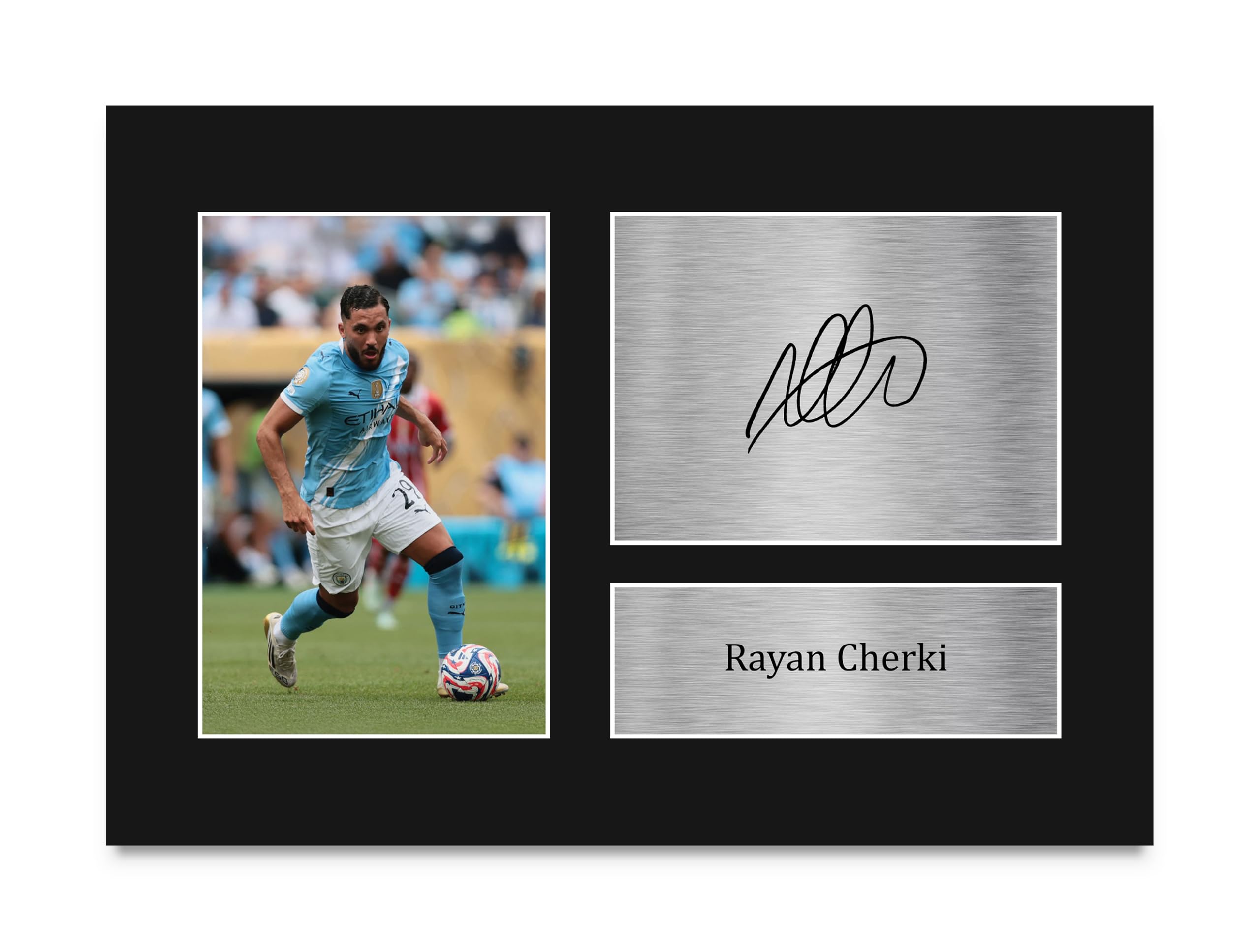 HWC Trading Rayan Cherki Manchester City Gifts Printed Signed Autograph Picture for Football Fans and Supporters - A4