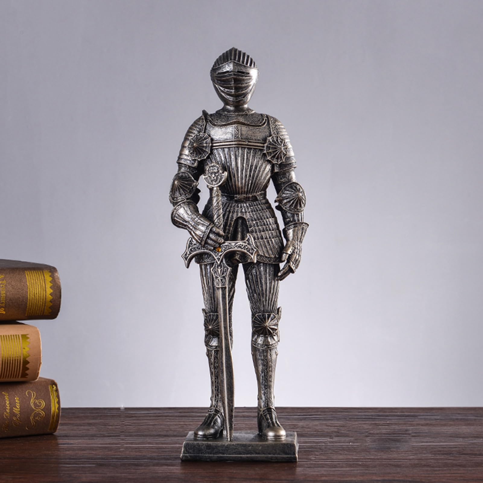 dekoracja biurka statuetka artystyczna - figurka dekoracyjna na biurko - rzeźba ozdobna, dekoracja półki, statuetka rycerza ornament zbroja, statuetka do dekoracji biura domowego, rzeźba na Collecti