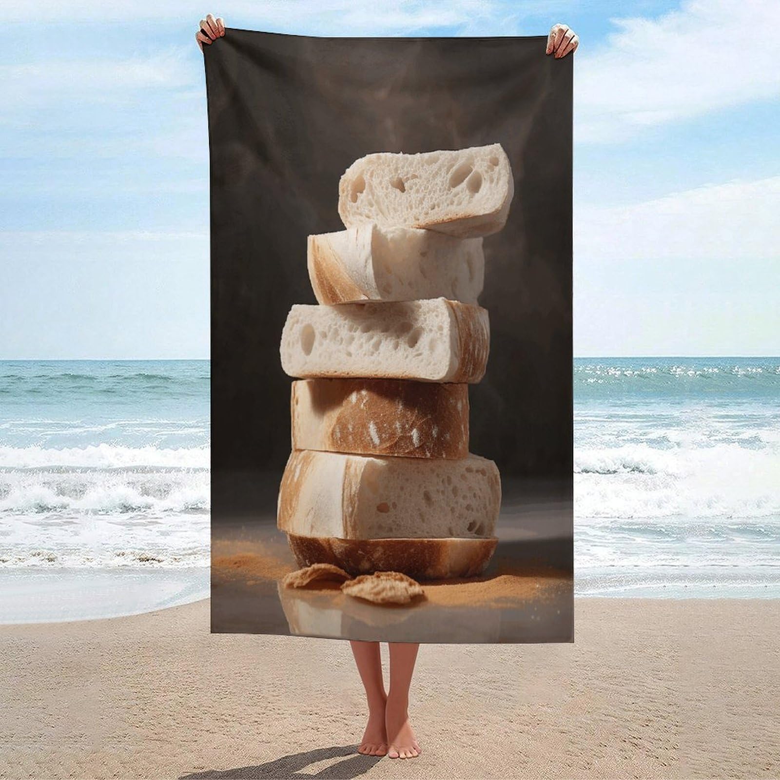 Adfgyerh Unisex Style Stack Of Bread Slices Bath Towels Beach Towel Lightweight Quick Dry, Bath Towel For Travel Sports Pool Swimming Bath Camping Yoga Adults130x80cm