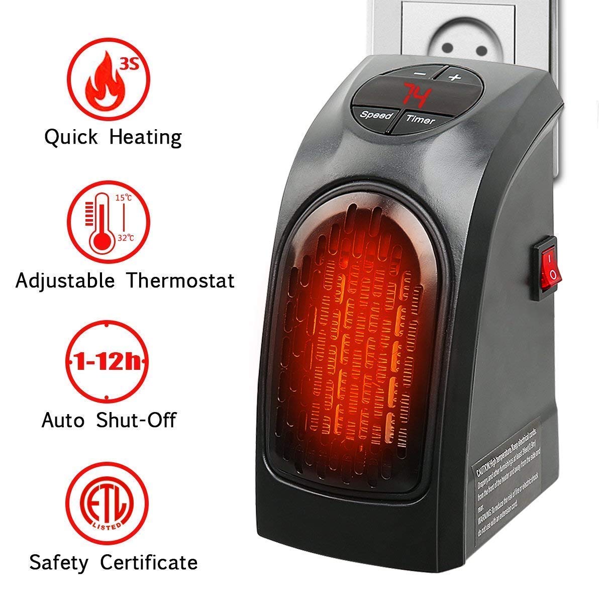 Eco Heater KLW007A ogrzewanie mini ogrzewacz elektryczny grzejnik obrotowy Eco Heater KLW007A montowane na ścianie ekologiczne ogrzewanie