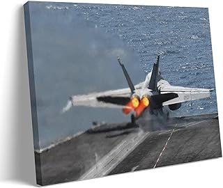 F18 Fighter Aircraft Carrier Runway Carrier-based Aircraft Military Aircraft Poster Canvas Wall Art Prints for Wall Decor Room Decor Bedroom Decor Gifts 20x30inch(50x75cm) Frame-style