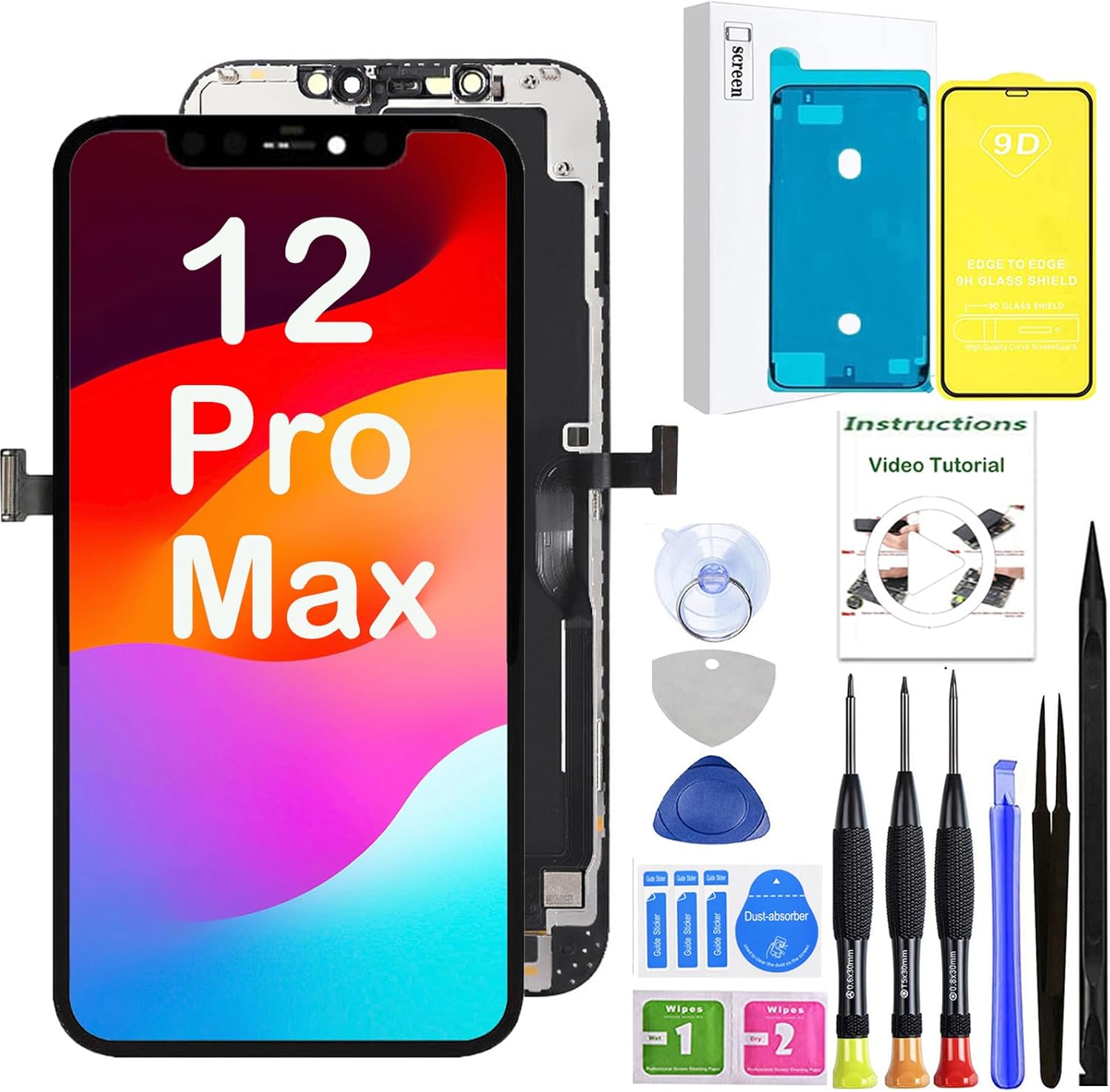 LEAFE for iPhone 12 Pro Max Screen Replacement,Full HD LCD 3D Touch Compatible with iPhone 12 Pro Max Screen Replacement 6.7 inch (Model A2342, A2410, A2411, A2412) with Repair Tools