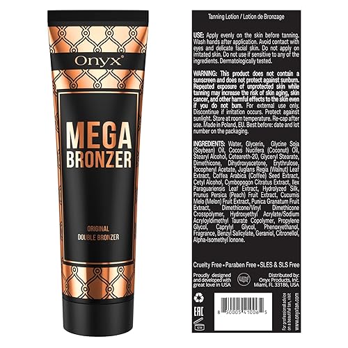 Miniatura 2 de Onyx Mega Bronzer - Loción bronceadora para interiores, loción bronceadora doble para camas de bronceado, bronceador blanco con fórmula anti-naranja