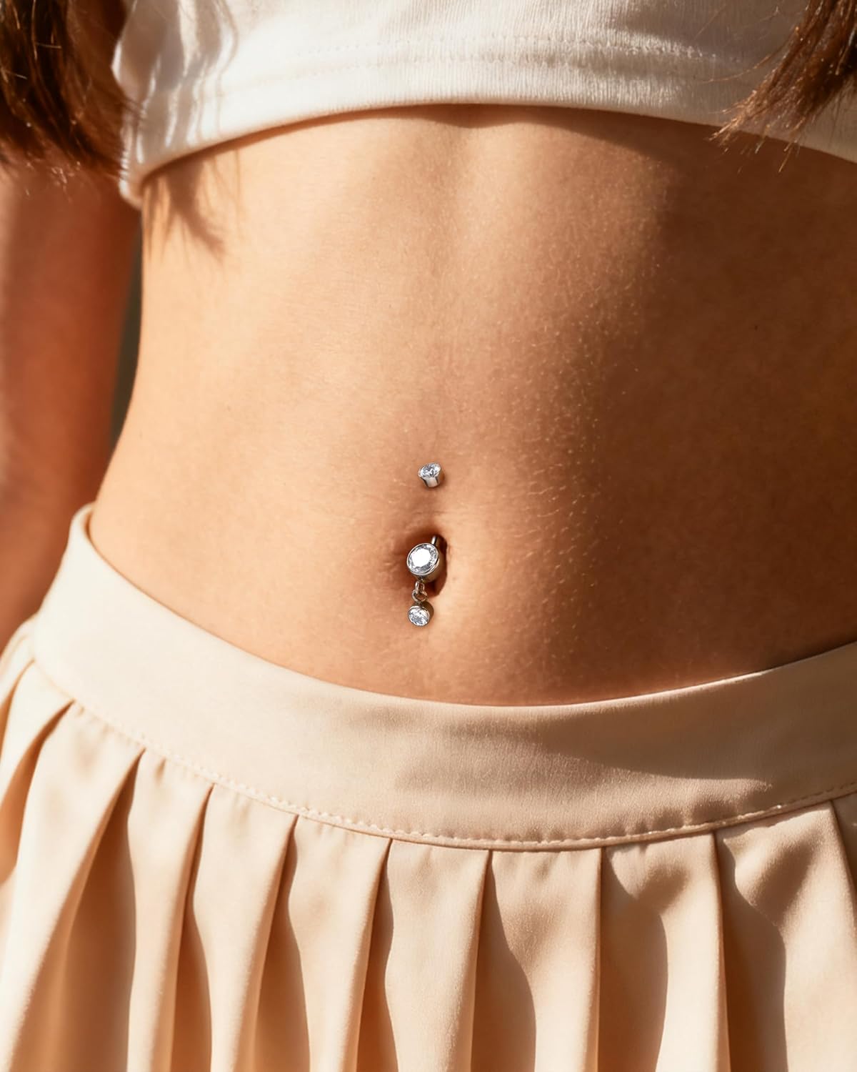 G23 Solid Titanium Belly Button Rings 14G Dangle Titanium Belly Navel Rings for Women Surgical Steel Belly Button Piercing - Image 2