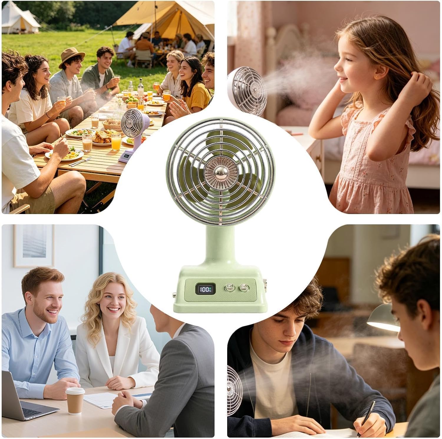 Small Desk Fan, USB Rechargeable Mini Cooling Fan, 100 Speed Portable Air Circulator, Quiet Strong Airflow Personal Fans, Compact Energy Efficient Design, for Home Office Bedroom Study