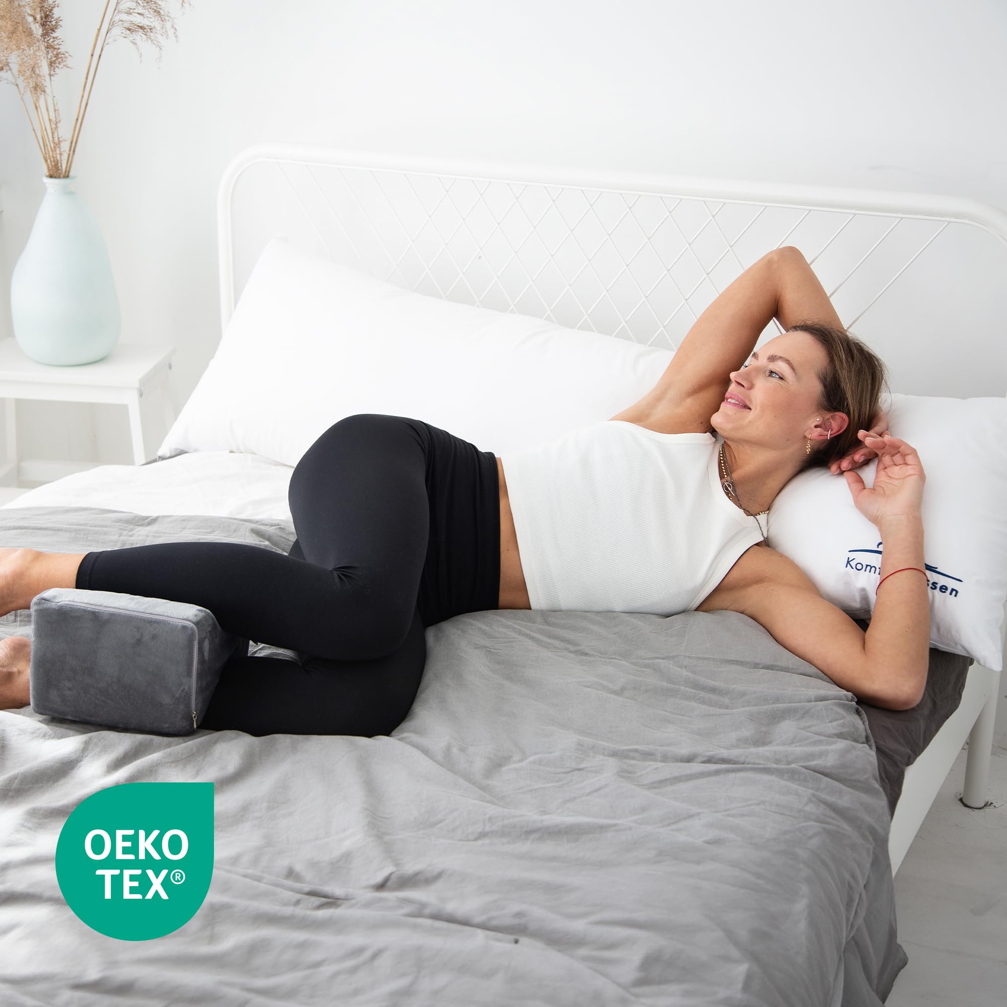 Coussin de positionnement latéral - 150 x 50 cm - Coussin de confort de qualité supérieure pour les personnes dormant sur le côté - Avec coussin intérieur - Certifié Oeko-Tex - Pour adultes - Blanc