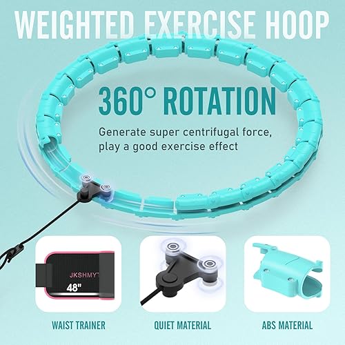 Miniatura 4 de JKSHMYT Weighted Hula Circle Hoops for Adults Weight Loss, Infinity Fitness Hoop Plus Size 47 Inch, 24 Detachable Links, Exercise Hoop Suitable for