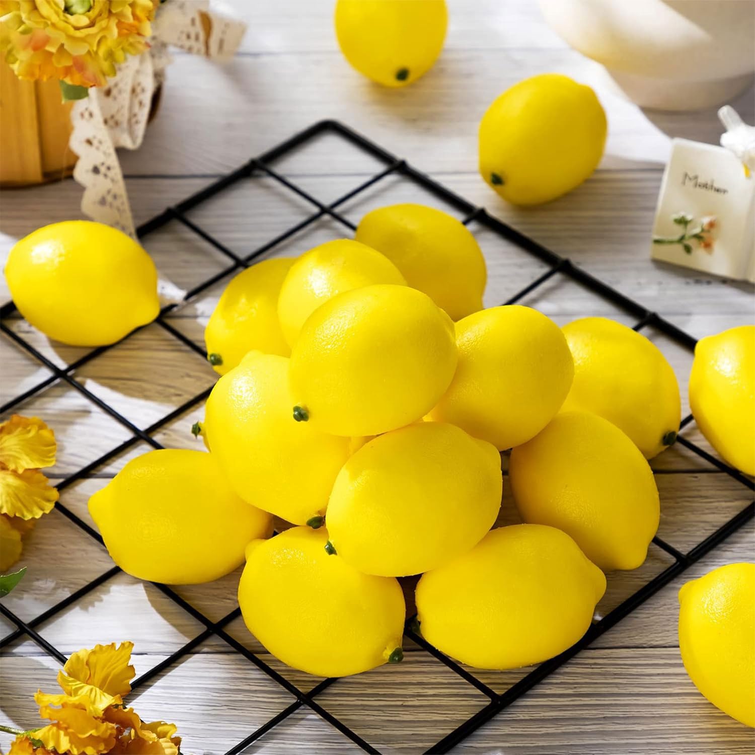 10 Pezzi Limoni Artificiali Realistici - Frutta Finta Gialla per