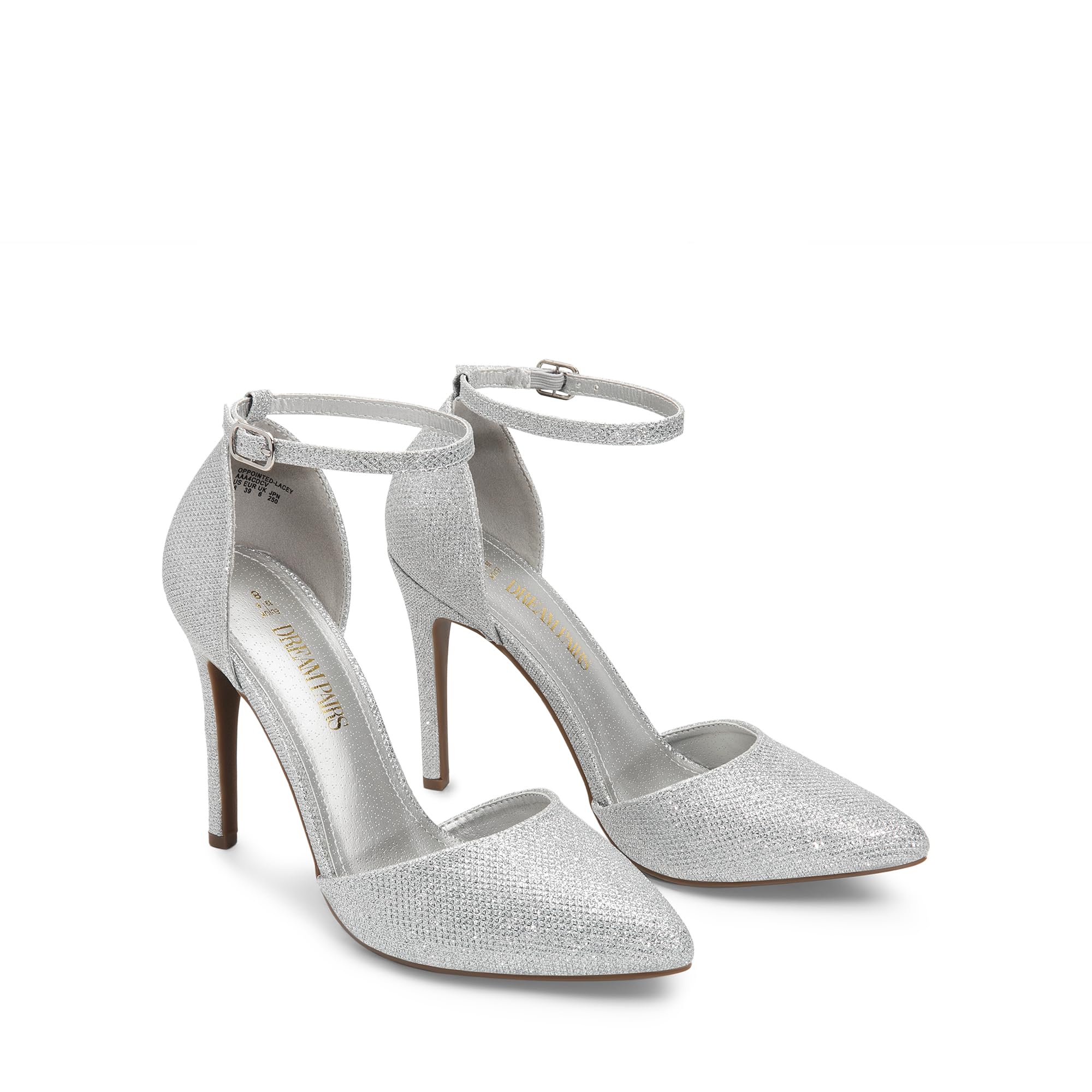DREAM PAIRS Damen Pumps mit spitzer Zehenpartie Knöchelriemen hoher Absatz Stiletto-Absatz Hochzeitsschuhe Brautschuhe